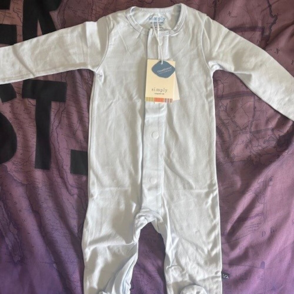 Magnetic Me Organic Cotton Footie - Soft Baby Blue Color